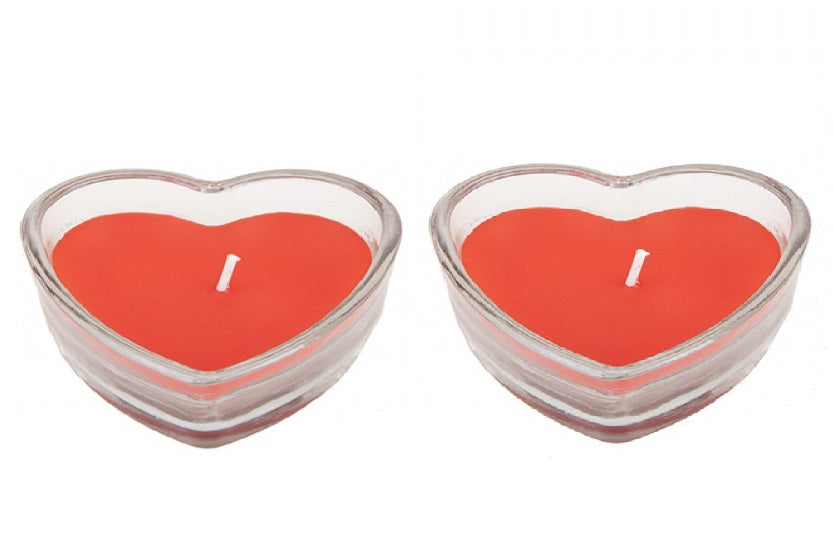 HEART SHAPED CANDLES IN GLASS HOLDERS PACK OF 2. 737085 \\\KD25755