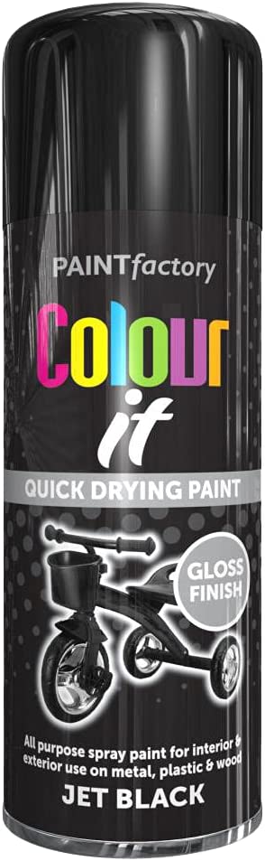 PAINT FACTORY COLOUR IT JET BLACK GLOSS SPRAY PAINT 400ML. WDL1732PR \\\KD25812