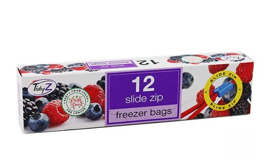 TIDYZ SLIDE ZIP FREEZER BAGS 22 X 22CM 12/PK. B0373 \\\KD25861