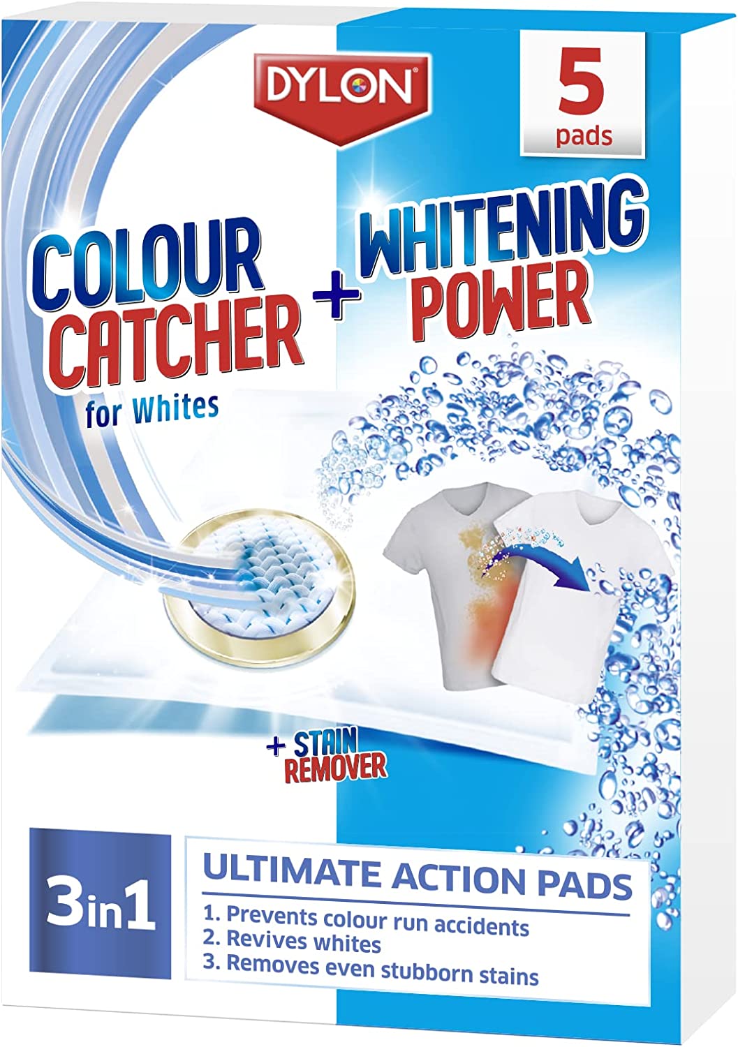 DYLON 3 IN 1 COLOUR CATCHER WHITENING POWER & STAIN REMOVER 30G 5/PK. 2810687 \\\KD25877