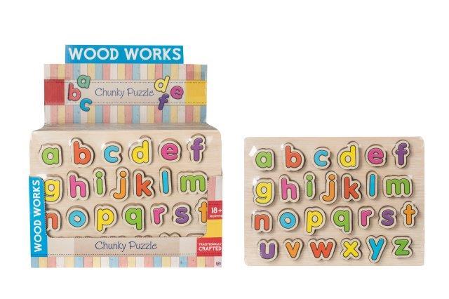 WOOD WOKS ALPHABET CHUNKY WOODEN PUZZLE. 1374990 \\\KD25880