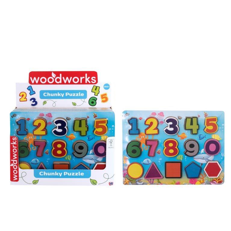 WOOD WOKS NUMBER CHUNKY WOODEN PUZZLE. 1374991 \\\KD25881