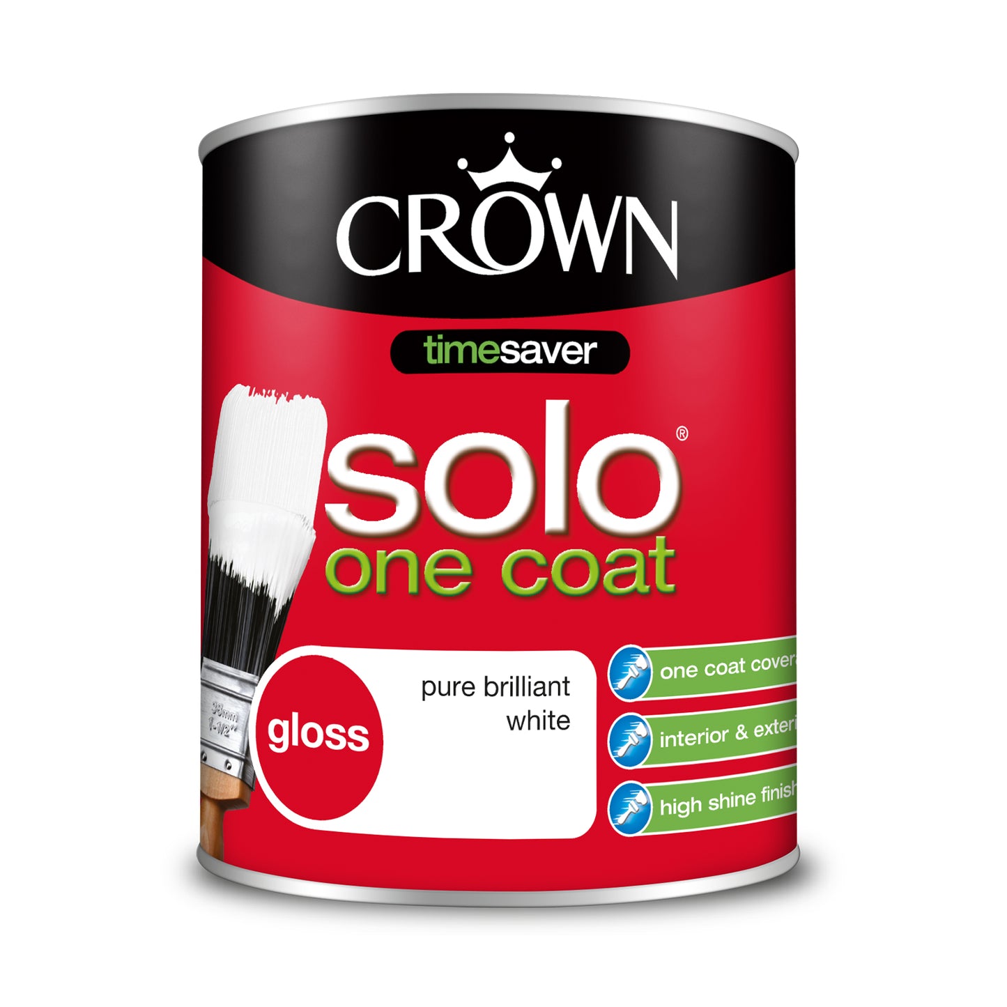 CROWN SOLO GLOSS PURE BRILLIANT WHITE PAINT 750ML. 5026869 \\\KD25898