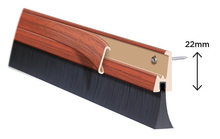 EXITEX DRAUGHT EXCLUDER CONCEALED FIX DOOR BRUSH STRIP 914MM - MAHOGANY. 1.01.0042.0914.41 \\\KD25921