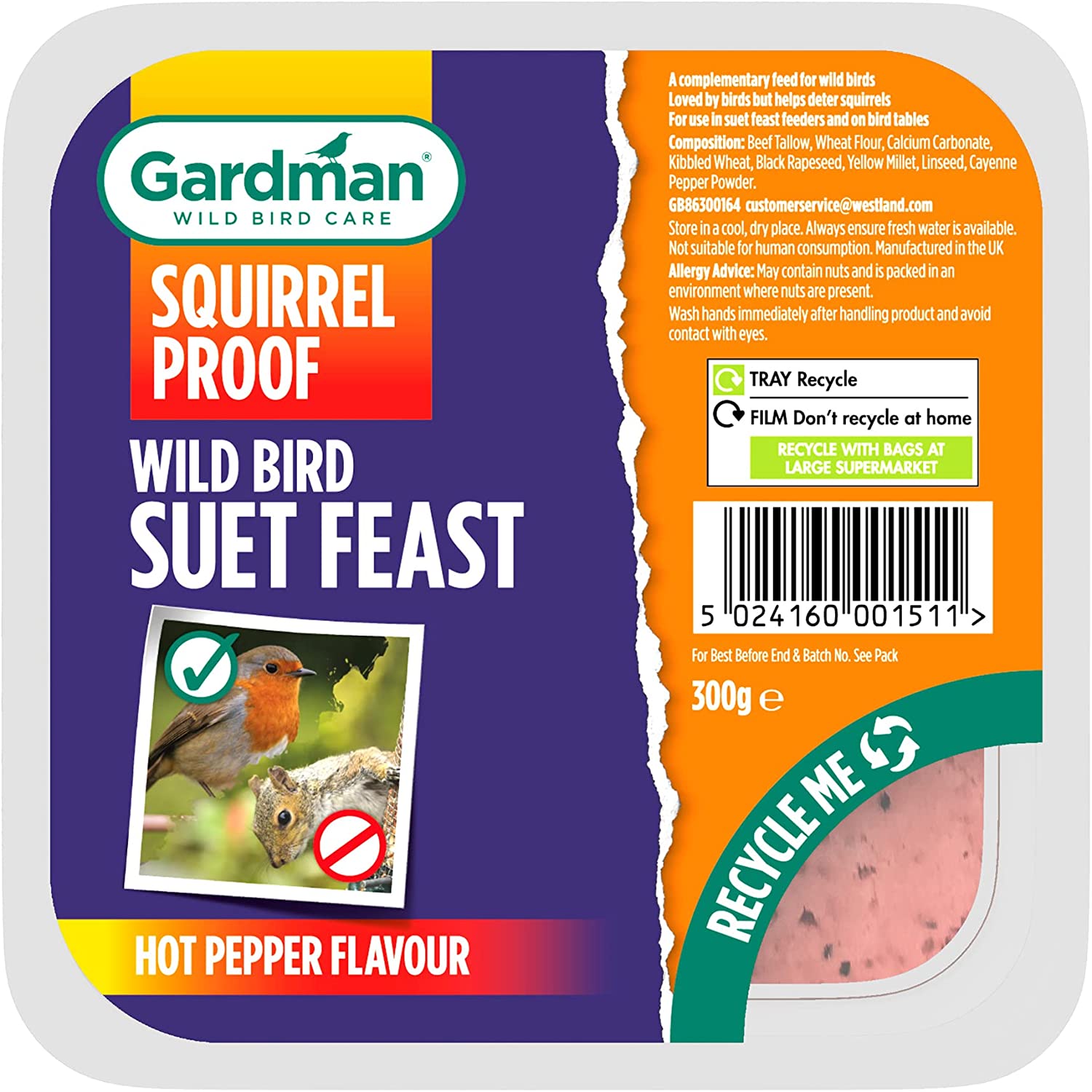 GARDMAN SQUIRREL PROOF SUET FEAST BLOCK FOR WILD BIRDS. A04217 \\\KD25927