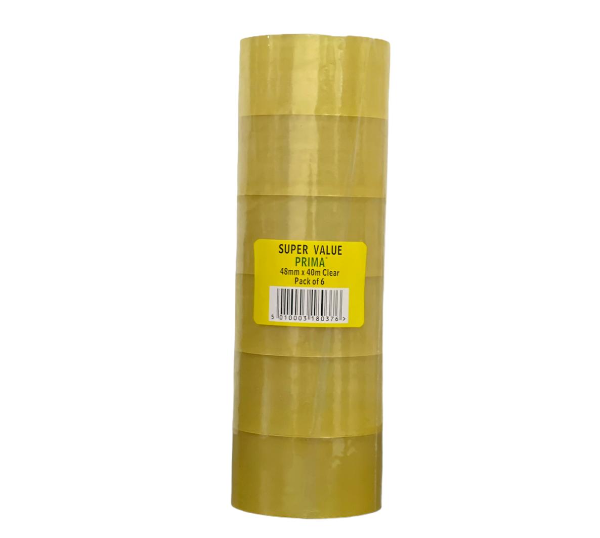PRIMA 48MM X 40M ROLLS CLEAR PACKING TAPE 6/PK. NEPPC4840X6 \\\KD25992