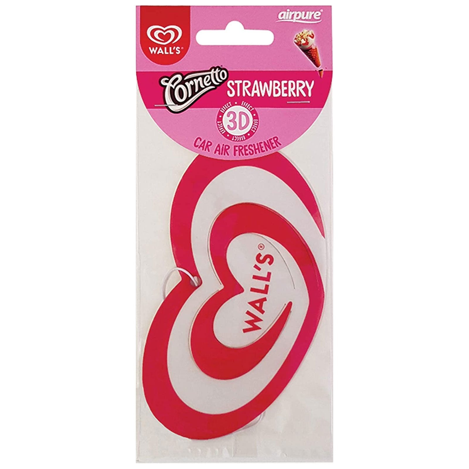 AIRPURE WALLS 3D EFFECT CAR AIR FRESHNER - STRAWBERRY. WP3D-CS-876 \\\KD25993