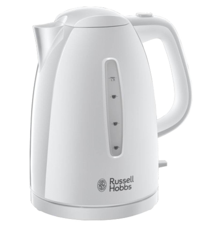 RUSSELL HOBBS TEXTURES PLASTIC CORDLESS WHITE KETTLE 1.7 LITRE 3000W. 21270 \\\KD26169