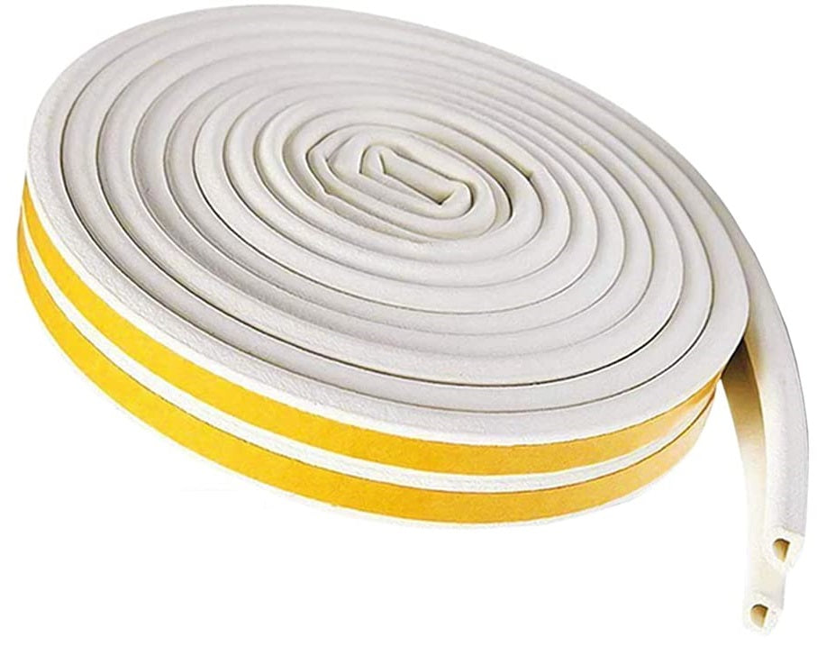 SELF ADHESIEVE EPDM RUBBER D STRIP DRAUGHT EXCLUDER TAPE 5M - WHITE. 09GA1358W \\\KD26192