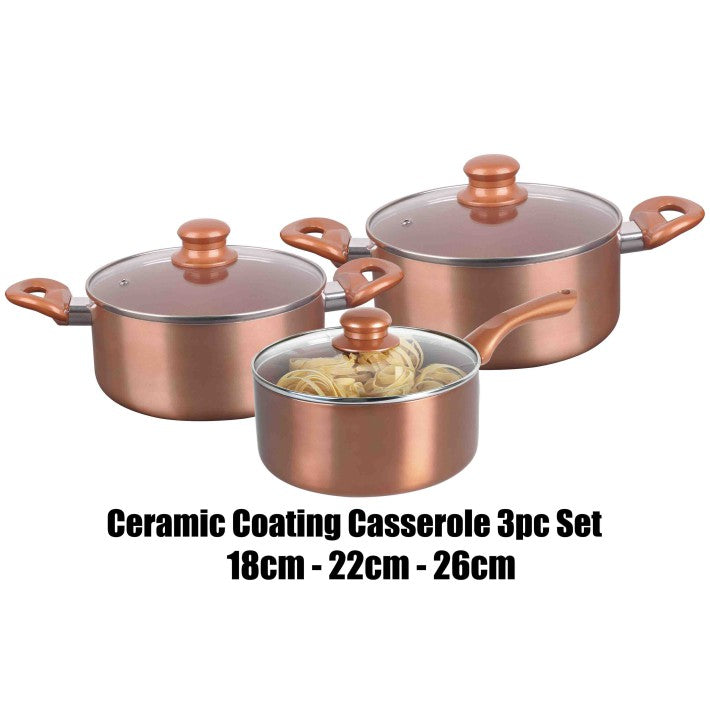 LIVING COOK CEARAMIC COATED SAUCEPAN WITH LID SET 6PCS. LC-HA669 \\\KD26202