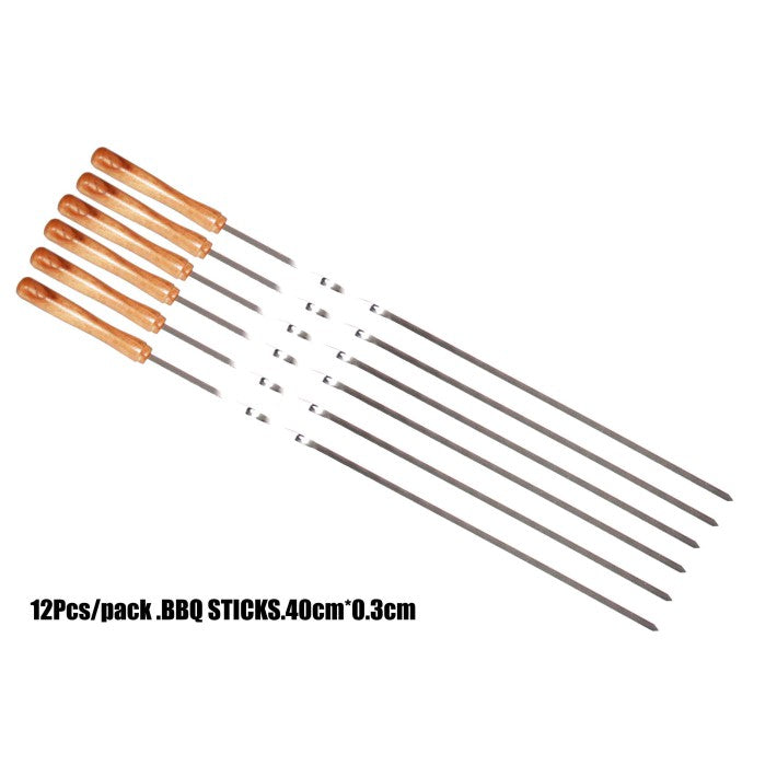 STAINLESS STEEL BBQ SHASHLIK / KEBAB SKEWERS 50CM X 0.7CM 6/PK. TS413 \\\KD26215