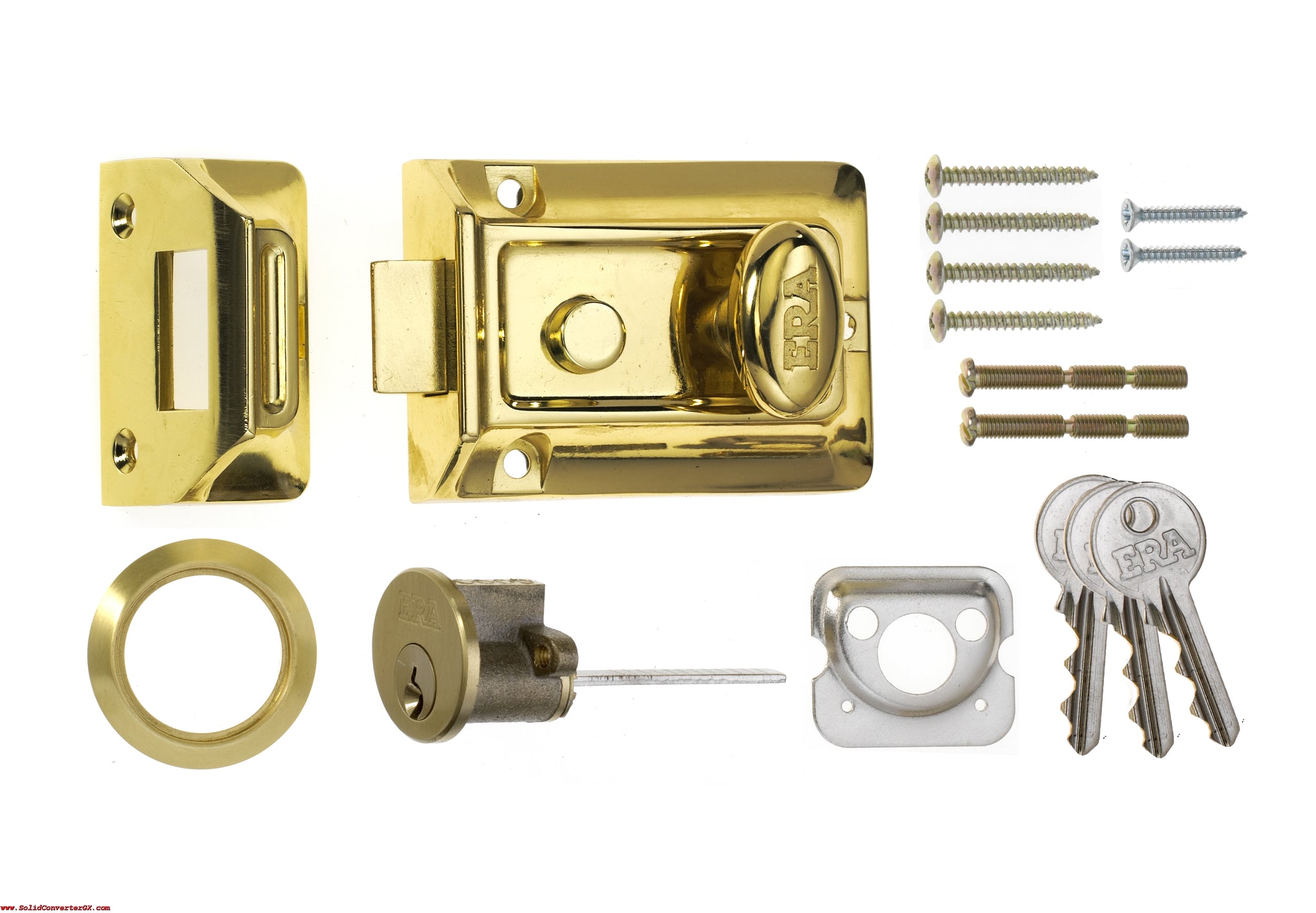 ERA TRADITIONAL NIGHTLATCH BRASS DOOR LOCK 60MM WITH 3 KEYS. NX133-32 \\\KD26236
