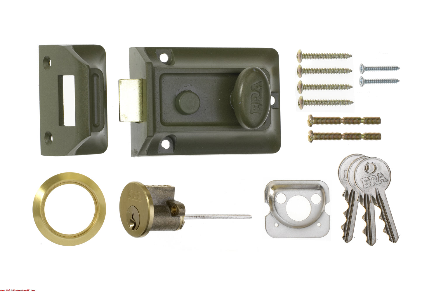 ERA TRADITIONAL NIGHTLATCH GREEN BRASS DOOR LOCK 60MM WITH 3 KEYS. NX133-82 \\\KD26237