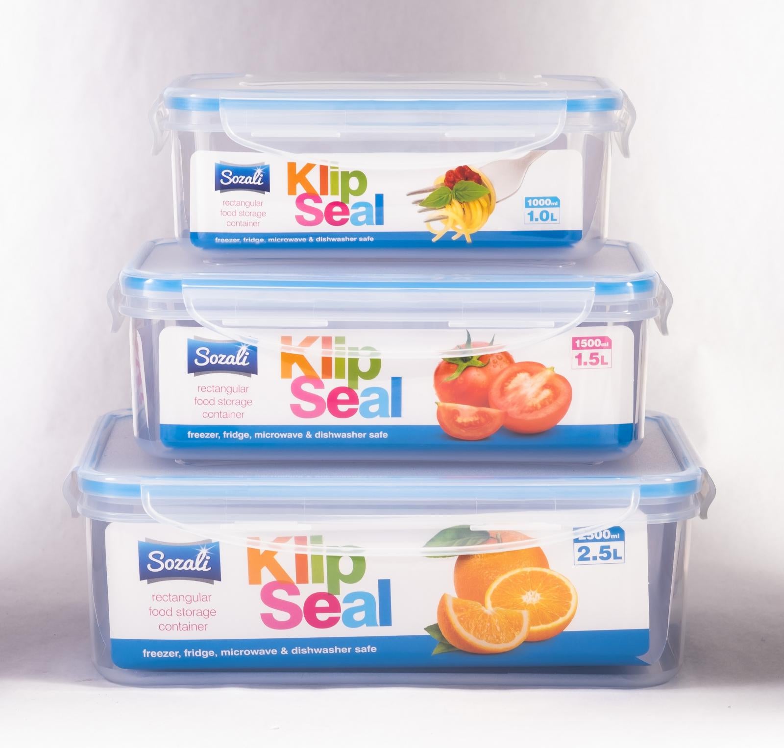 KLIP SEAL AIRTIGHT FOOD CONTAINER SET 3/PK (1L - 1.5L - 2.5L). Z65011 \\\KD26255
