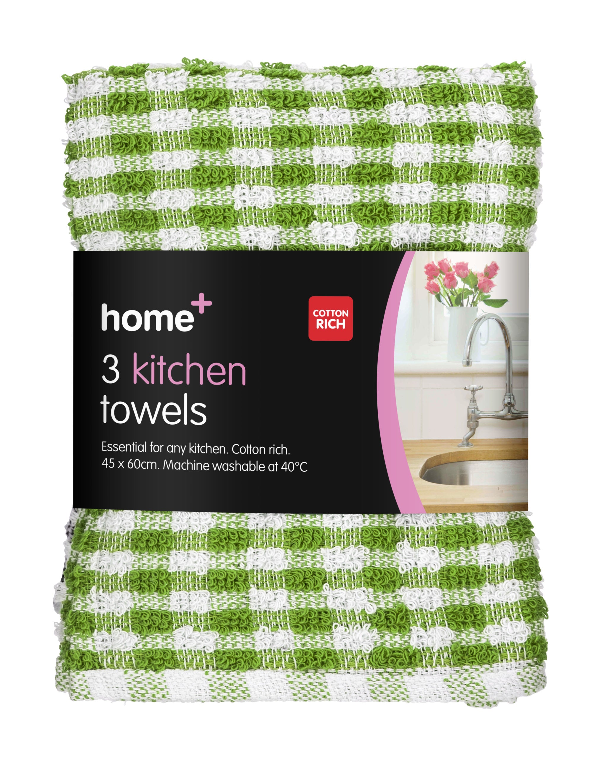 HOME PLUS KITCHEN TOWEL 3/PK ** ASSORTED COLOUR**. Z65731 \\\KD26266
