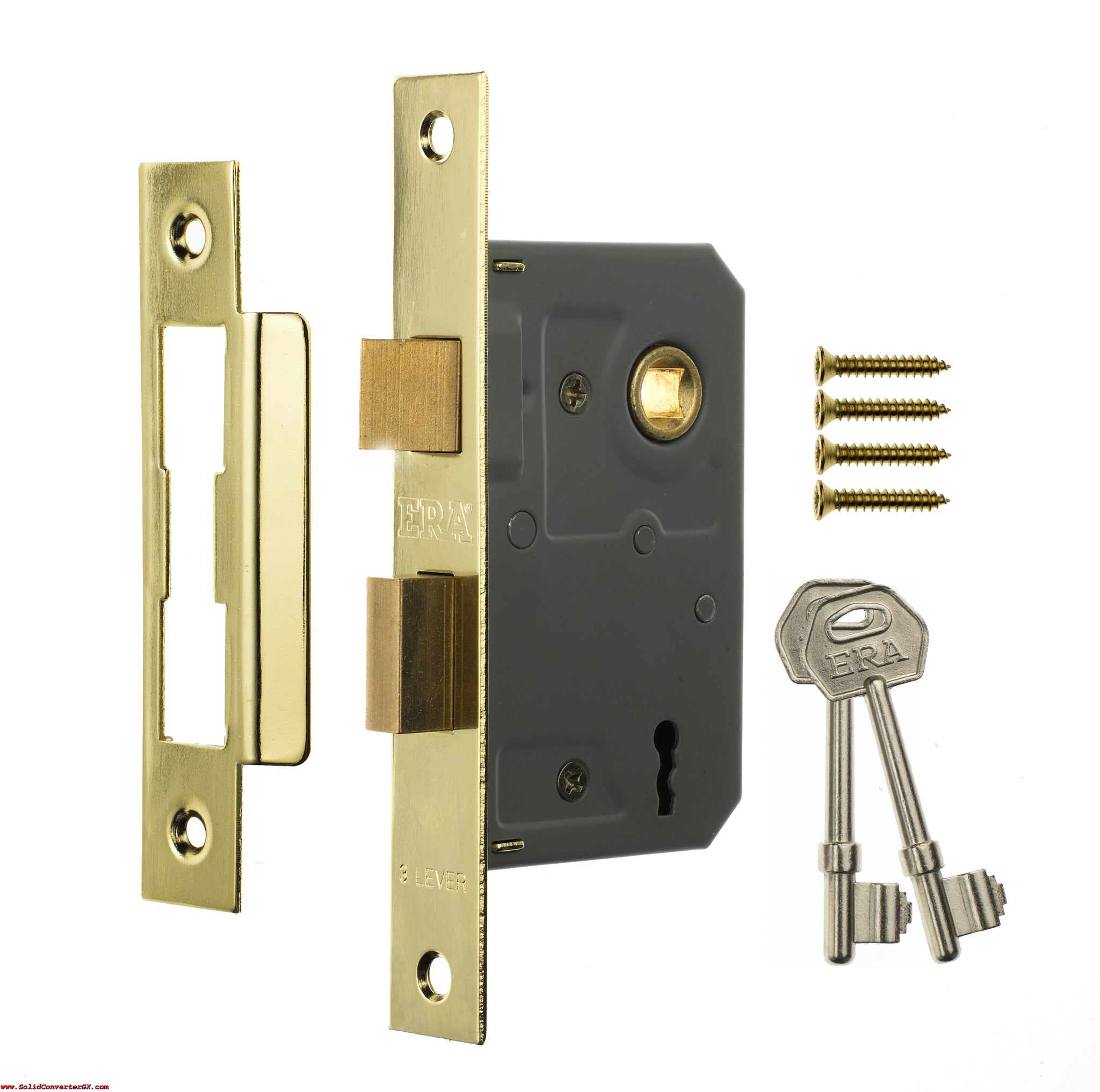 ERA 3 LEVER MORTICE DOOR LOCK SHASHLOCK 76MM / 3 INCH BRASS. NX573-32 \\\KD26291