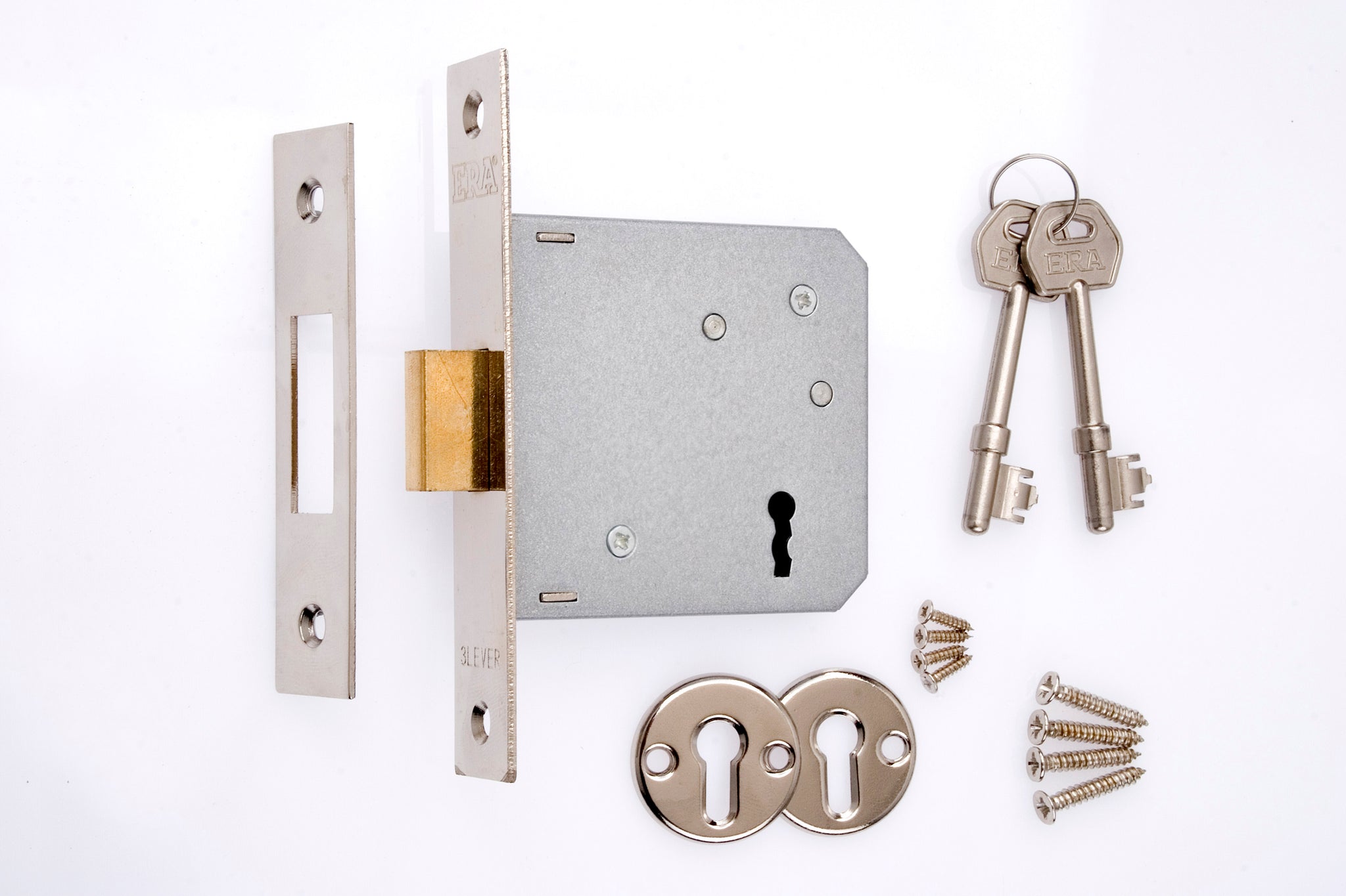 ERA 3 LEVER MORTICE DOOR LOCK DEADLOCK 76MM / 3 INCH CHROME. NX572-62 \\\KD26294