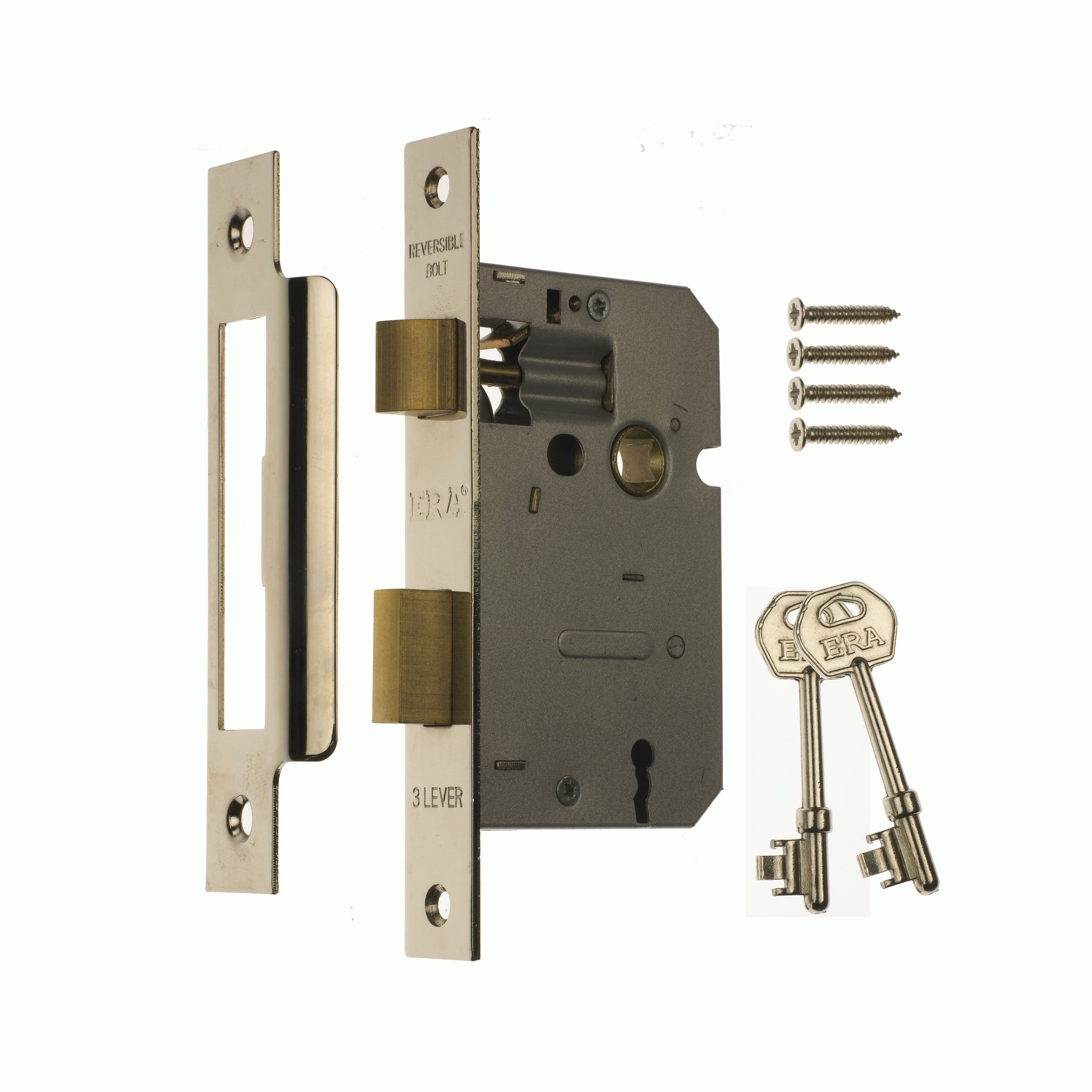ERA 3 LEVER MORTICE DOOR LOCK SHASHLOCK 64MM / 2.5 INCH CHROME. NX473-62 \\\KD26295