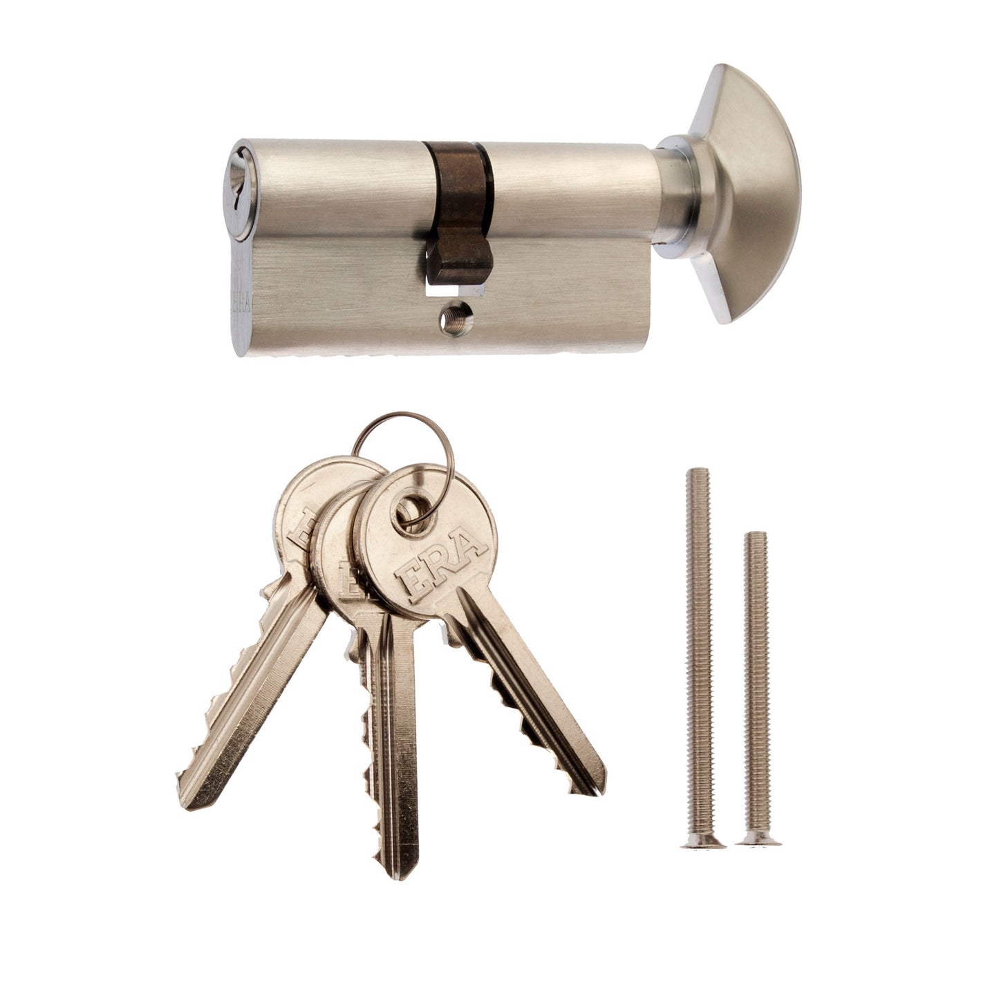 ERA THUMB TURN EURO 6PIN CYLINDER DOOR LOCK 35/35 SATIN BOX. DCY6PED35355ASKDB / 4255-51 \\\KD26329
