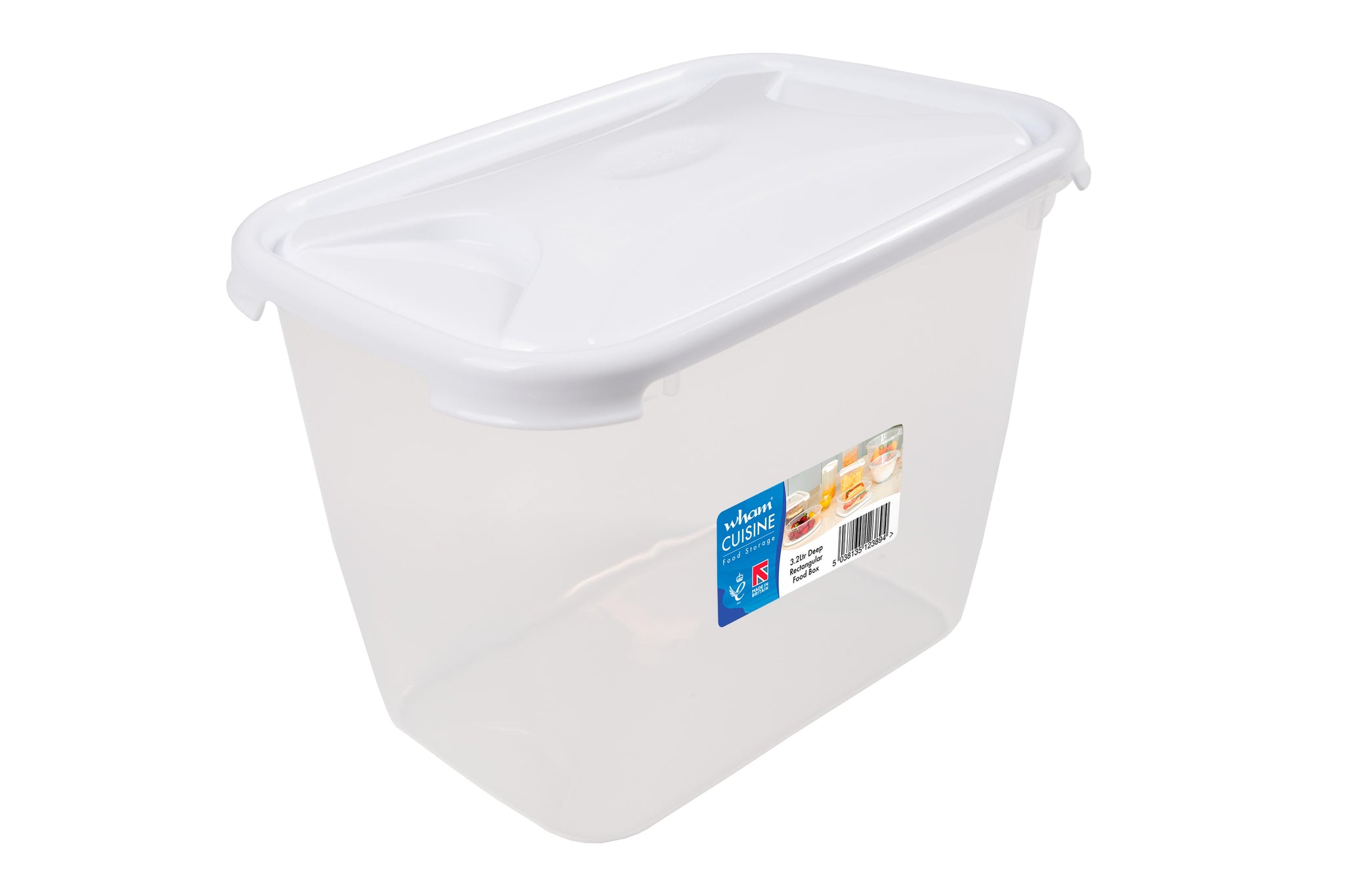 WHAM CUISINE 3.2L DEEP RECT FOOD BOX & LID CLEAR / ICE WHITE. WHAM12389 \\\KD26391