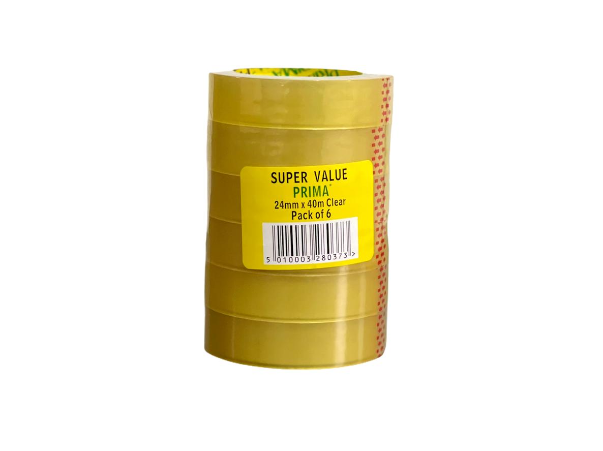 PRIMA CLEAR TAPE ROLLS 24MM X 40M 6/PK. NEPPC2440X6 \\\KD26425