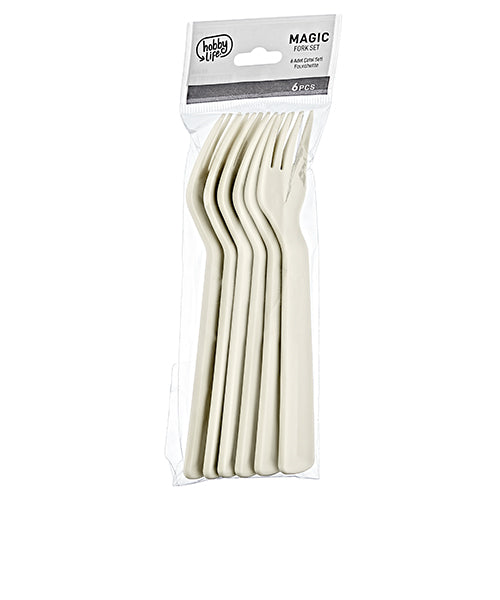 HOBBY LIFE ASSORTED COLOUR MAGIC REUSABLE PLASTIC FORK 6/PK. 031245 \\\KD26462