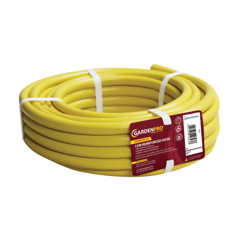 GARDEN PRO YELLOW REINFORCED GARDEN HOSE PIPE 15M. 715 \\\KD26490