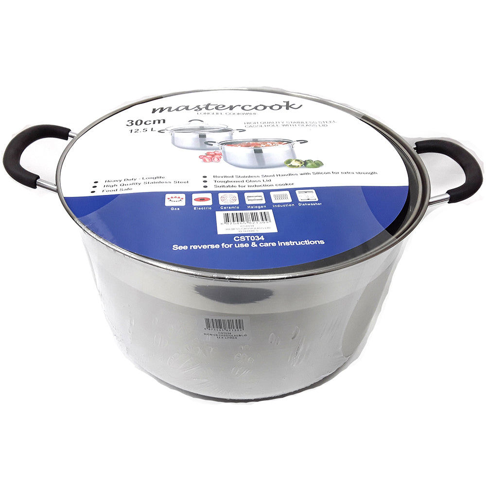 MASTERCOOK CASSEROLE WITH GLASS LID 30CM / 12.5L. CST034 \\\KD26500