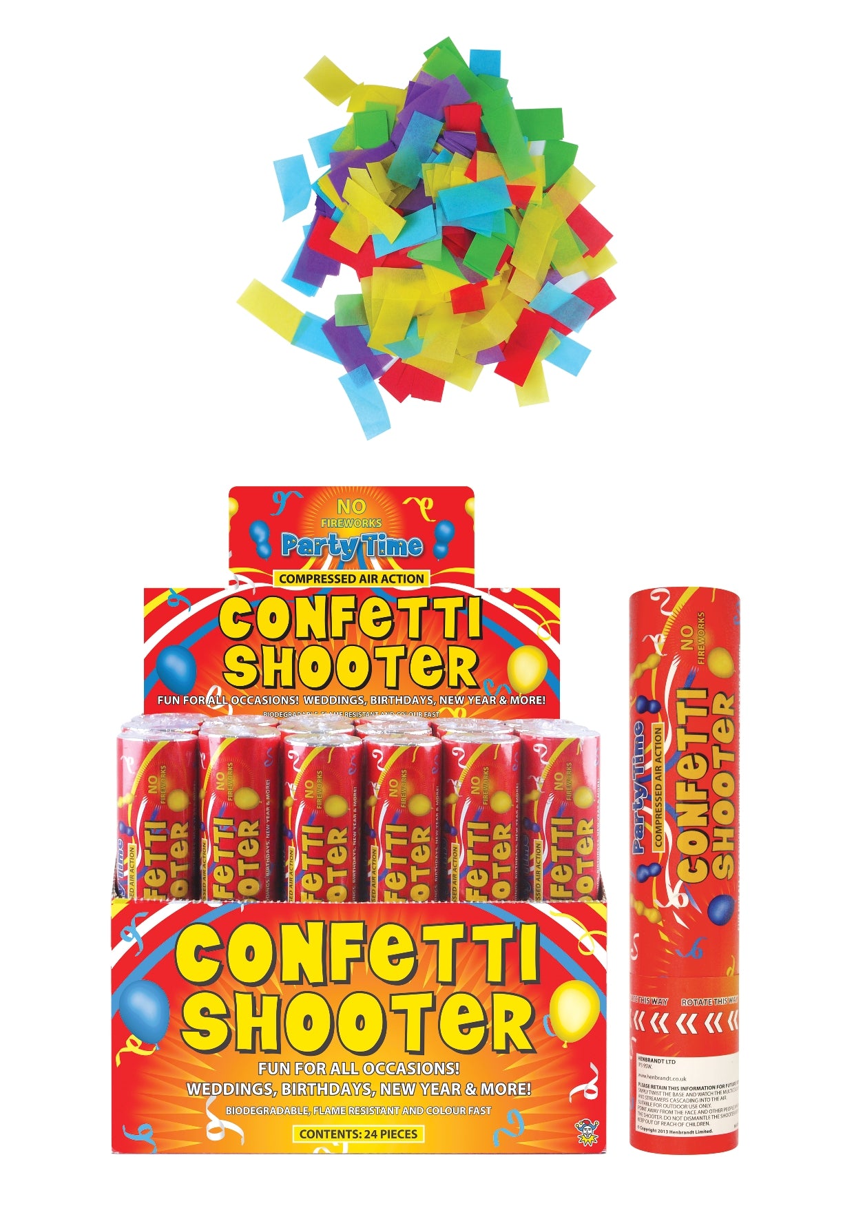PARTY TIME MULTICOLOUR PAPER CONFETTI SHOOTER 20CM. X38802 \\\KD26559