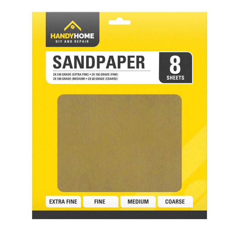HANDY HOME ASSORTED SAND PAPER 8/PK. OL321224 \\\KD26575