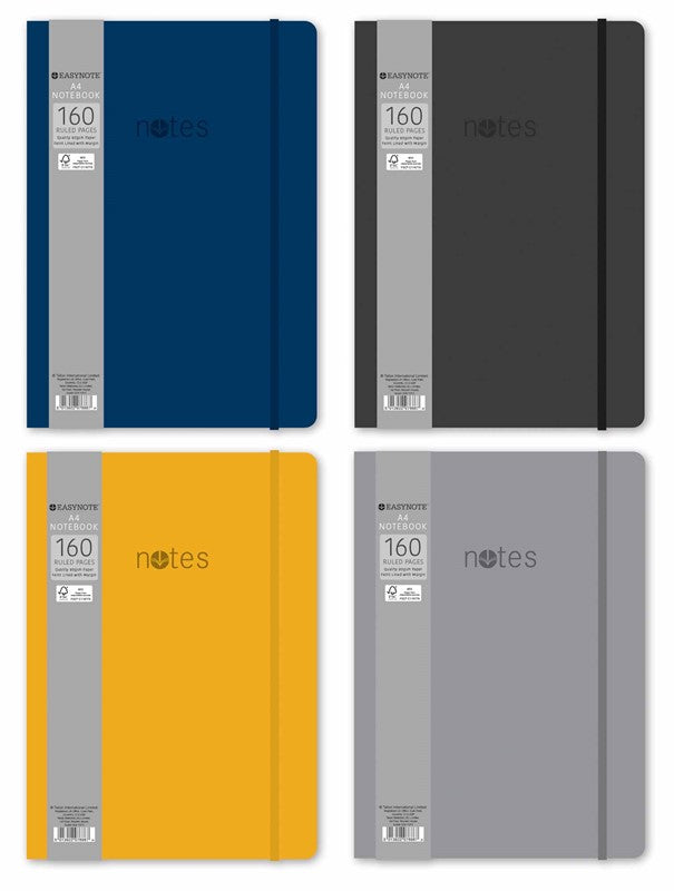 EASYNOTE ASSORTED COLOUR SOFT TOUCH A4 NOTEBOOK 160 PAGES. TA7686/FSC \\\KD26625