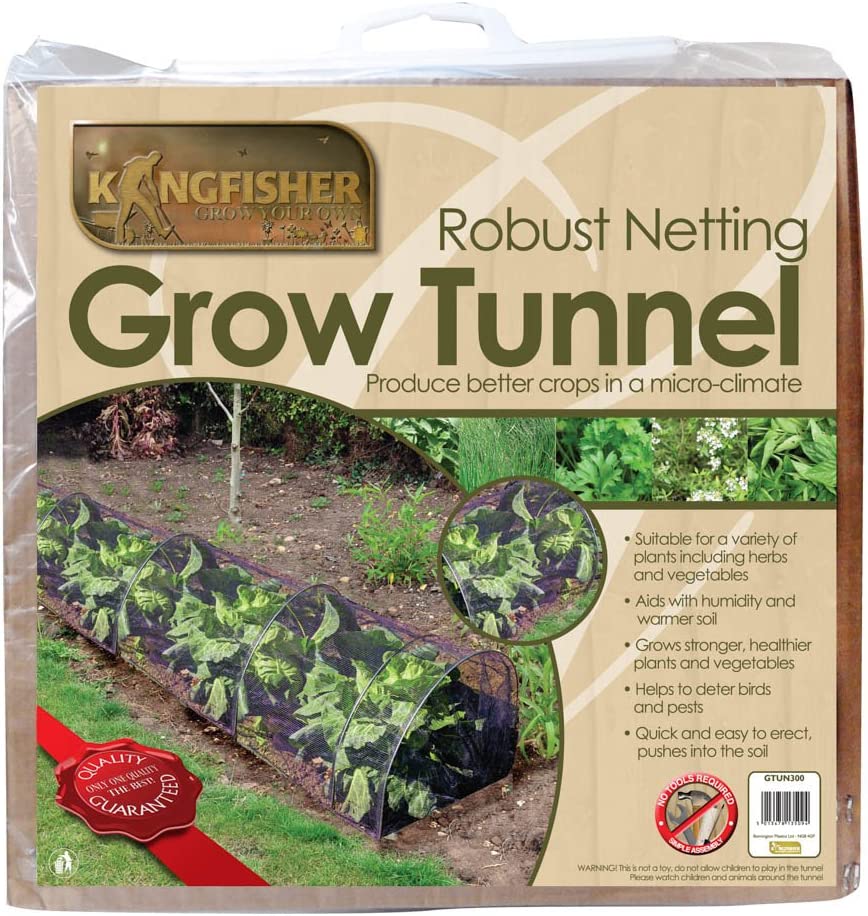KINGFISHER NETTED GROW TUNNEL 3M X 45CM WTIH 12 PEGS. GTUN300 \\\KD26657