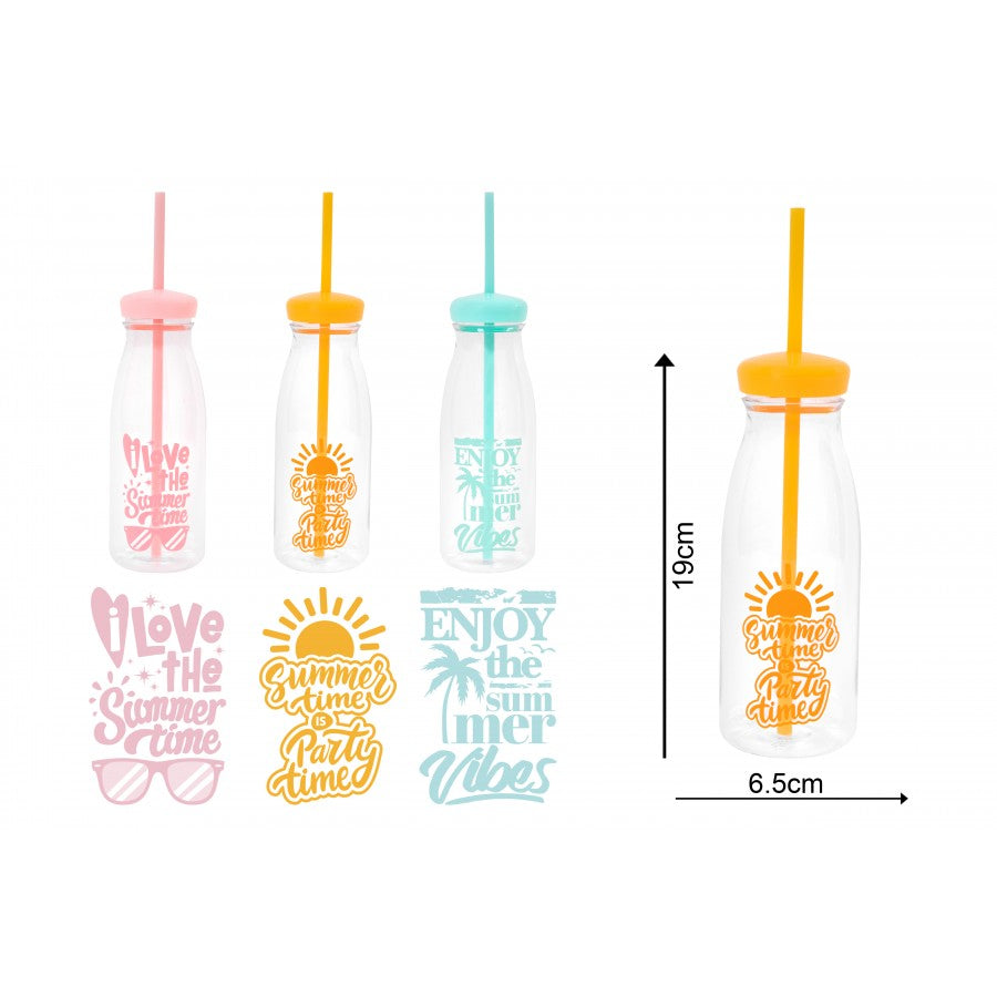 BELLO ASSORTED COLOUR BOTTLE WITH STRAW 525ML. AM2221 \\\KD26660
