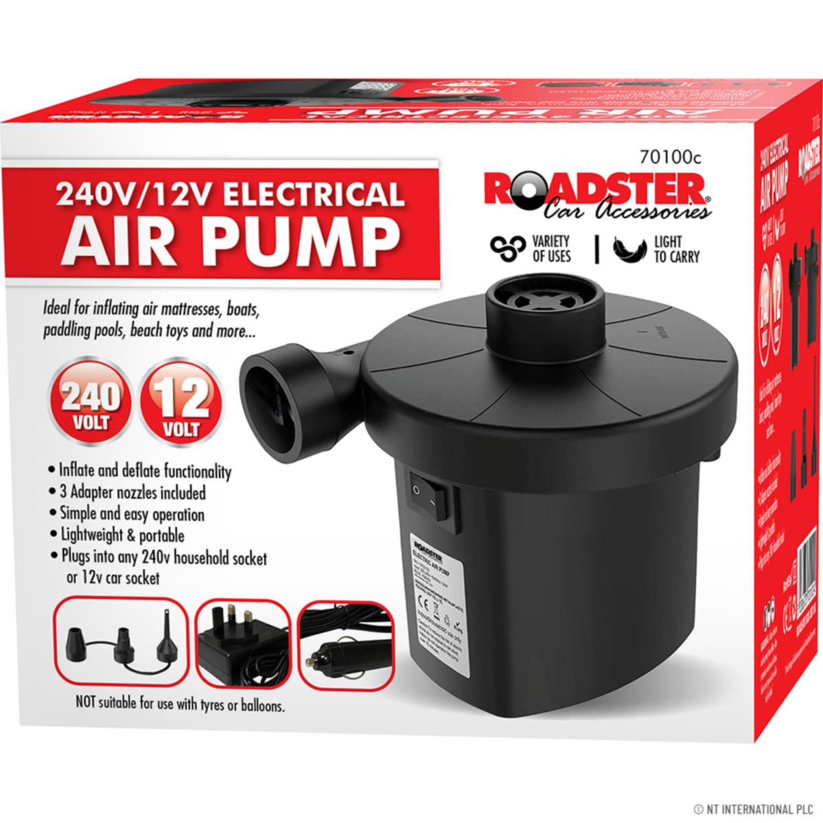 ROADSTER 240V / 12V ELECTRIC AIR PUMP FOR POOLS - AIRBEDS. 70100C \\\KD26679
