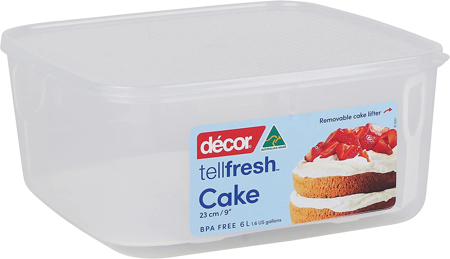 DECOR TELLFRESH CAKE SQUARE STORAGE BOX WITH CAKE LIFTER 6L. 001800-004 \\\KD26699