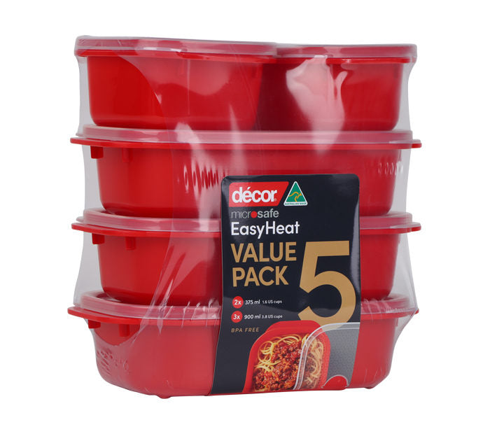 DECOR MICROSAFE EASY HEAT FOOD STORAGE BOX 5/PK. 187750-004 \\\KD26702