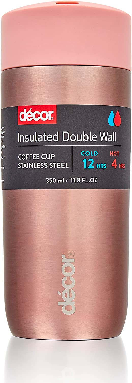 DECOR VACUUM INSULATED STAINLESS TRAVEL COFFEE CUP 350ML - ROSE GOLD. 265842-006 \\\KD26706