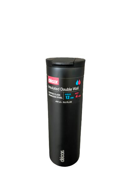 DECOR VACUUM INSULATED STAINLESS TRAVEL COFFEE CUP 450ML - BLACK. 265741-006 \\\KD26708