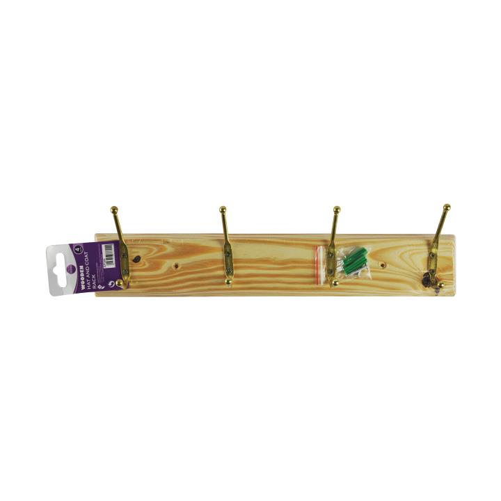 WOODEN HAT & COAT RACK 4 HOOK. AF006 \\\KD26788