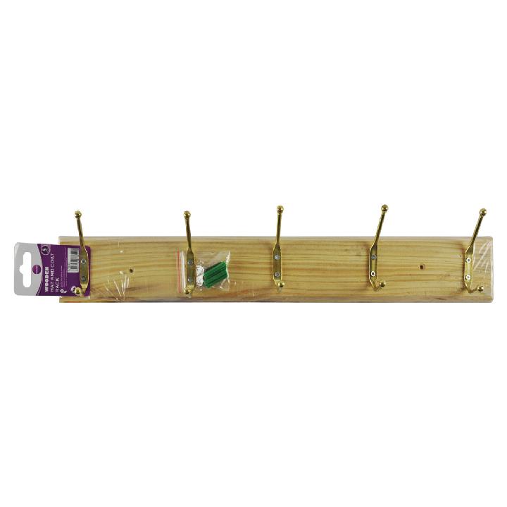 WOODEN HAT & COAT RACK 5 HOOK. AF007 \\\KD26789