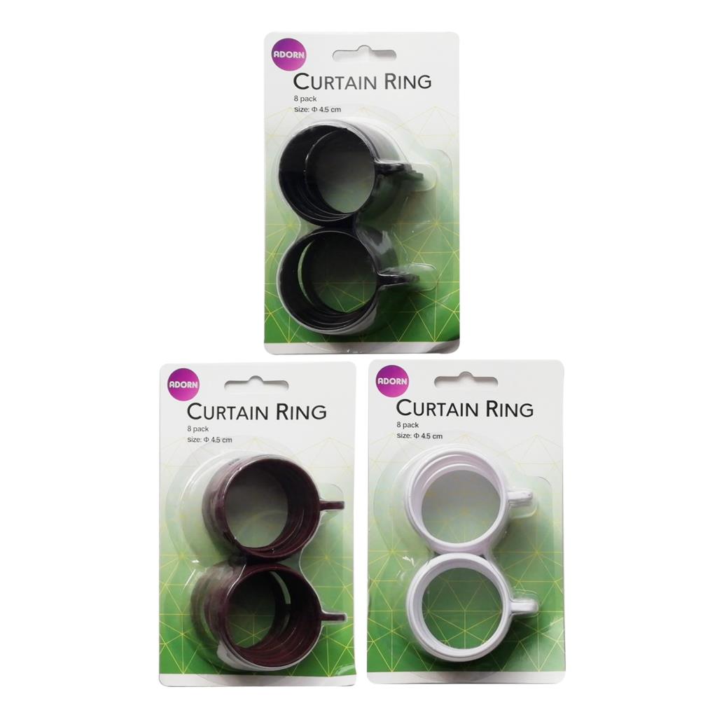 ADORN SHOWER CURTAIN RINGS 8/PK. AJ062 \\\KD26796