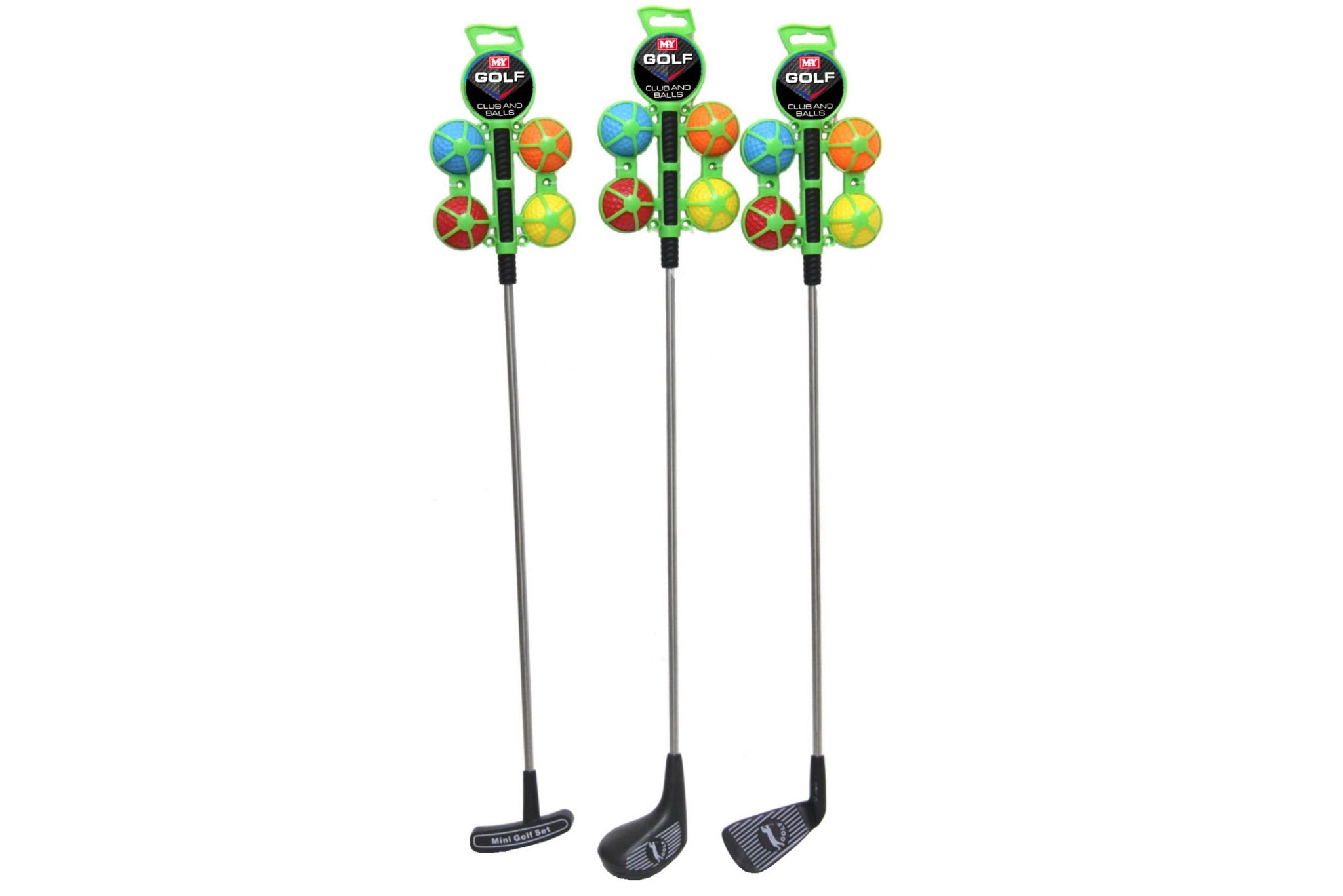 MY GOLF METAL SHAFT CLUB WITH 4 BALLS ** ASSORTED **. TY2102 \\\KD26829