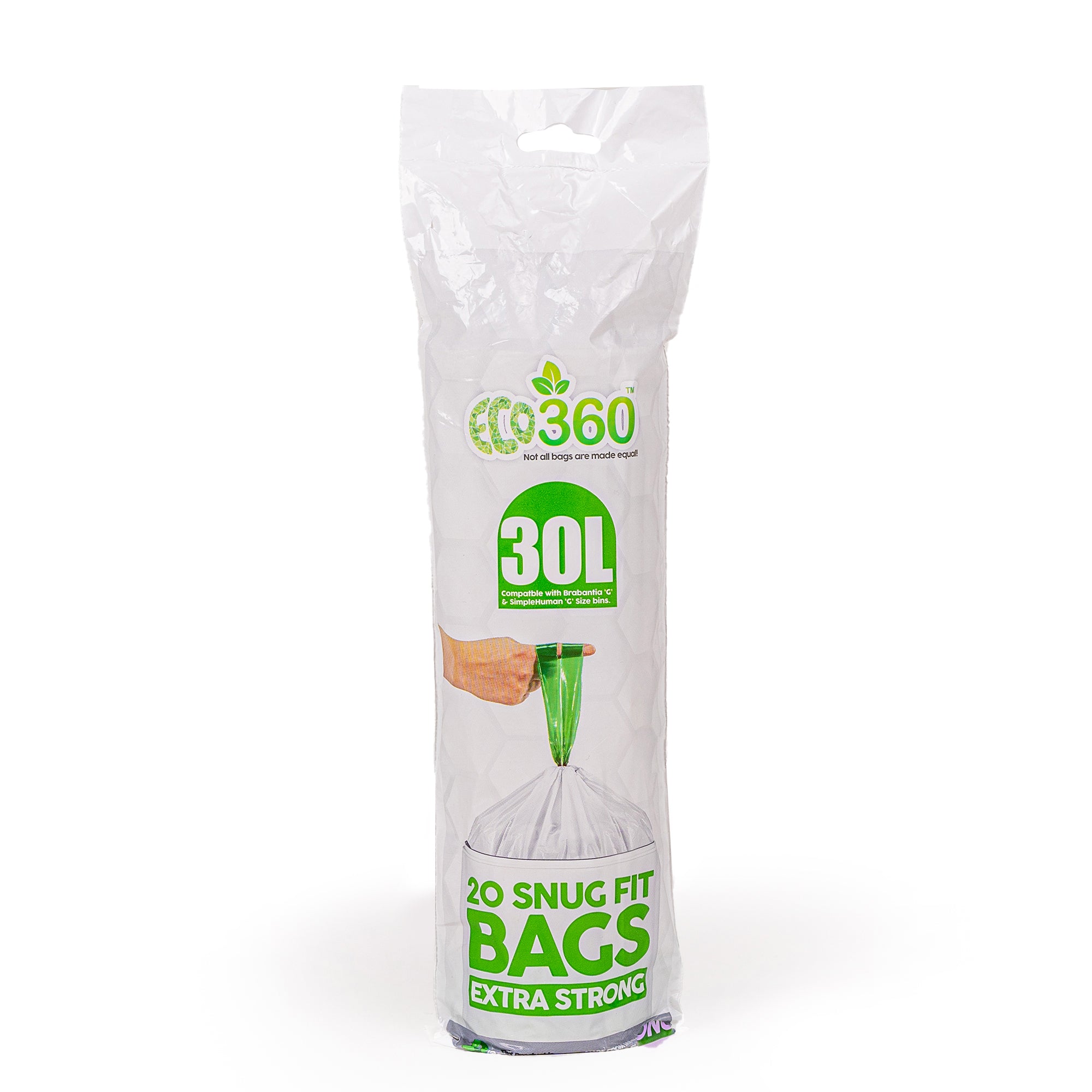 ECO 360 DRWASTRING KITCHEN BIN LINERS 30L 20/PK (COMPATBLE WITH BRABANITA & SIMPLEHUMAN). ECBDS03 \\\KD26871