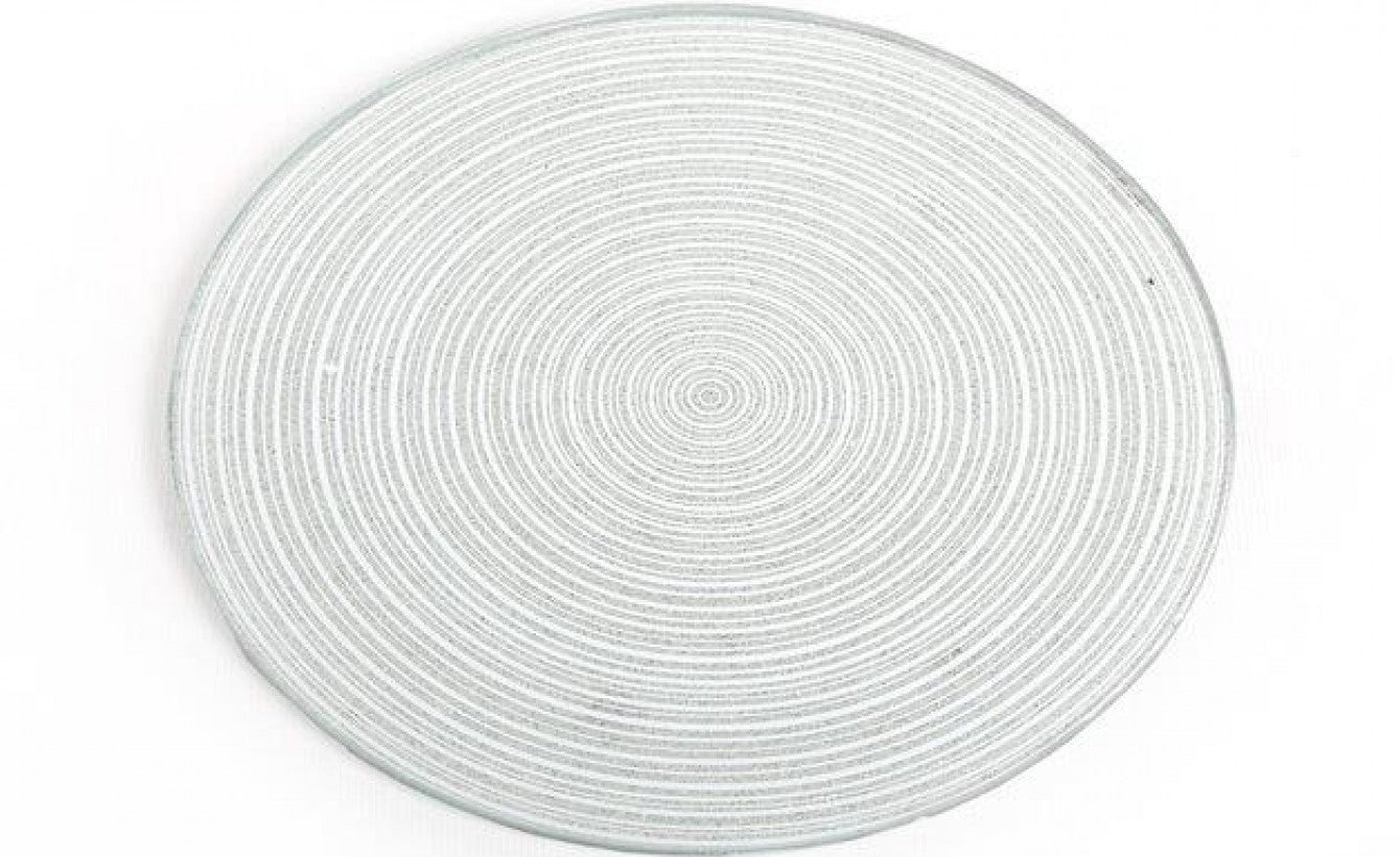 SILVER GLITTER CANDLE PLATE 30CM \\\KD26874