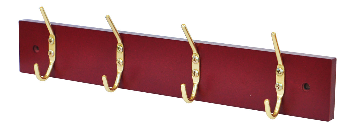 HEADBOURNE WALL MOUNTED WOOD COAT HOOK RACK 4 HOOKS - MAHAGONY. SHHR2201L \\\KD26933
