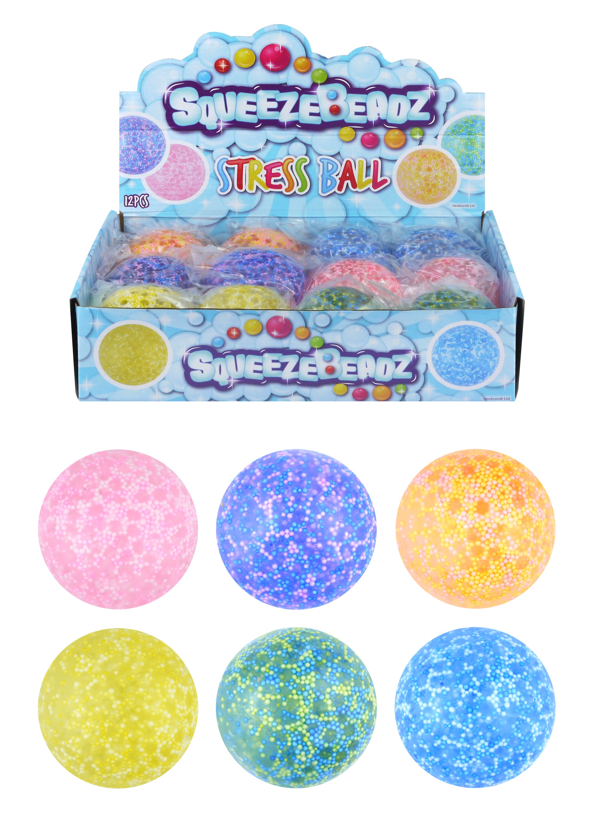 ASSORTED COLOUR SQUEEZE BALL WITH BEADS STRESS RELIEF BALL 7CM. N51509 \\\KD26986