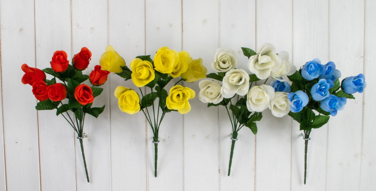 ASSORTED COLOUR ARTIFICIAL / FAUX FLOWER ROSE BUD BUSH. FL13105 \\\KD27083