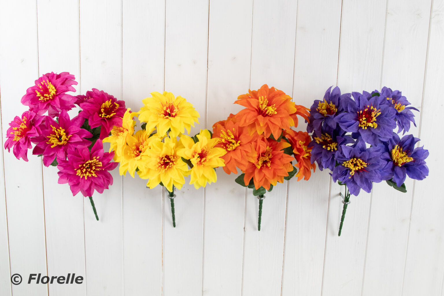 ASSORTED COLOUR ARTIFICIAL / FAUX FLOWER CARNIVAL ZINNIA BUSH. FL13119 \\\KD27085
