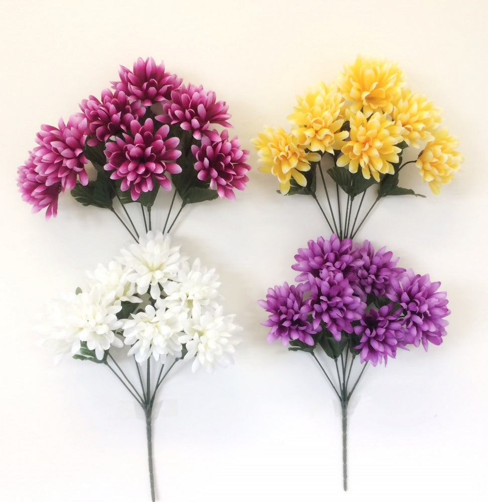 ASSORTED COLOUR ARTIFICIAL / FAUX FLOWER CRYSANTHEMUM BUSH. FL13164 \\\KD27086