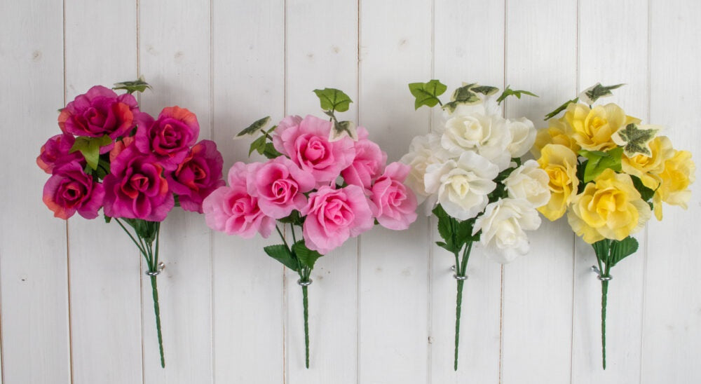 ASSORTED COLOUR ARTIFICIAL / FAUX FLOWER ROSE / IVY BUSH. FL13069 \\\KD27090